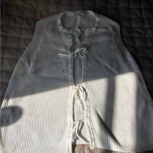 Abercrombie & Fitch Cream Ribbed Tie-Front Sleeveless Top